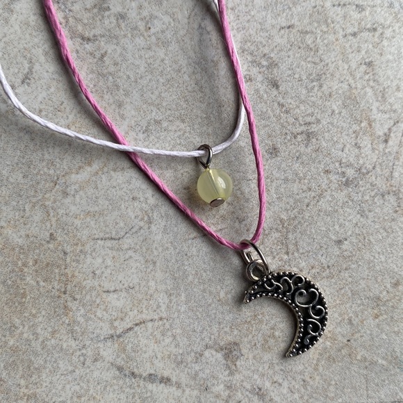 Lot of 2 Hemp Chokers - Moon & Green Bead - Picture 3 of 6